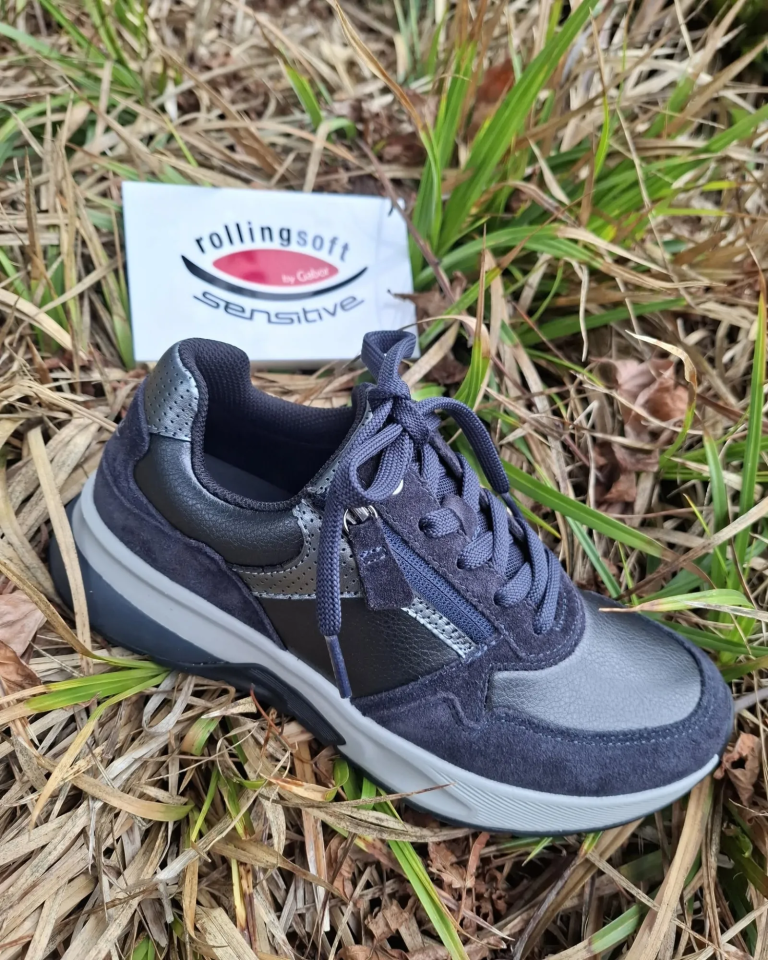 Gabor Rollingsoft-sneaker in donkerblauw en grijs