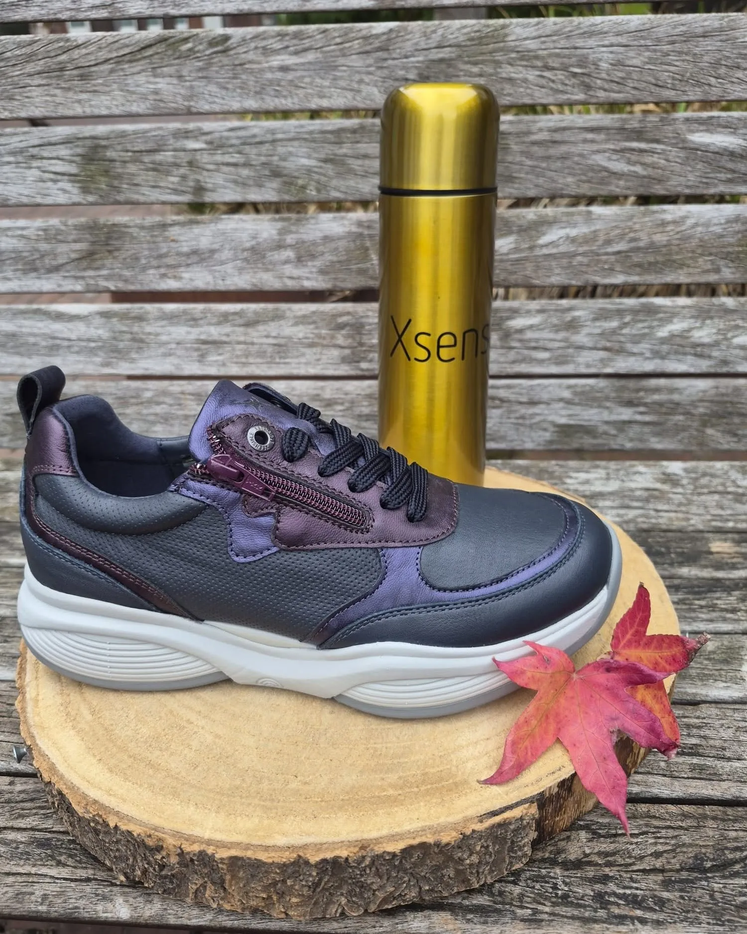 Xsensible sneaker met rits donkerblauw en paars