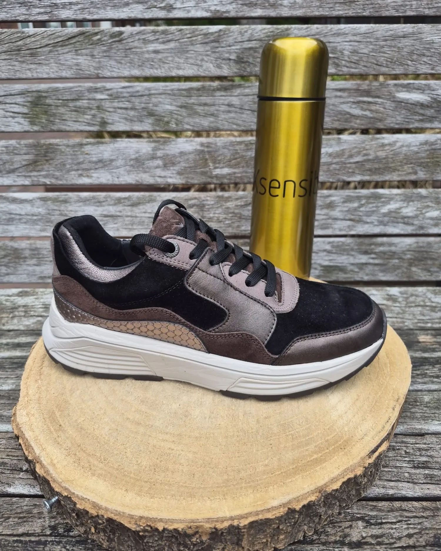 Xsensible sneaker zwart en brons